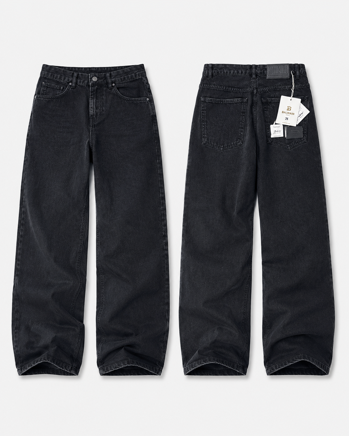 Balmain Wide Leg Black Jeans