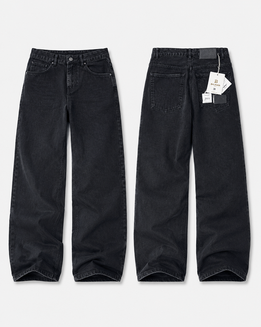 Balmain Wide Leg Black Jeans