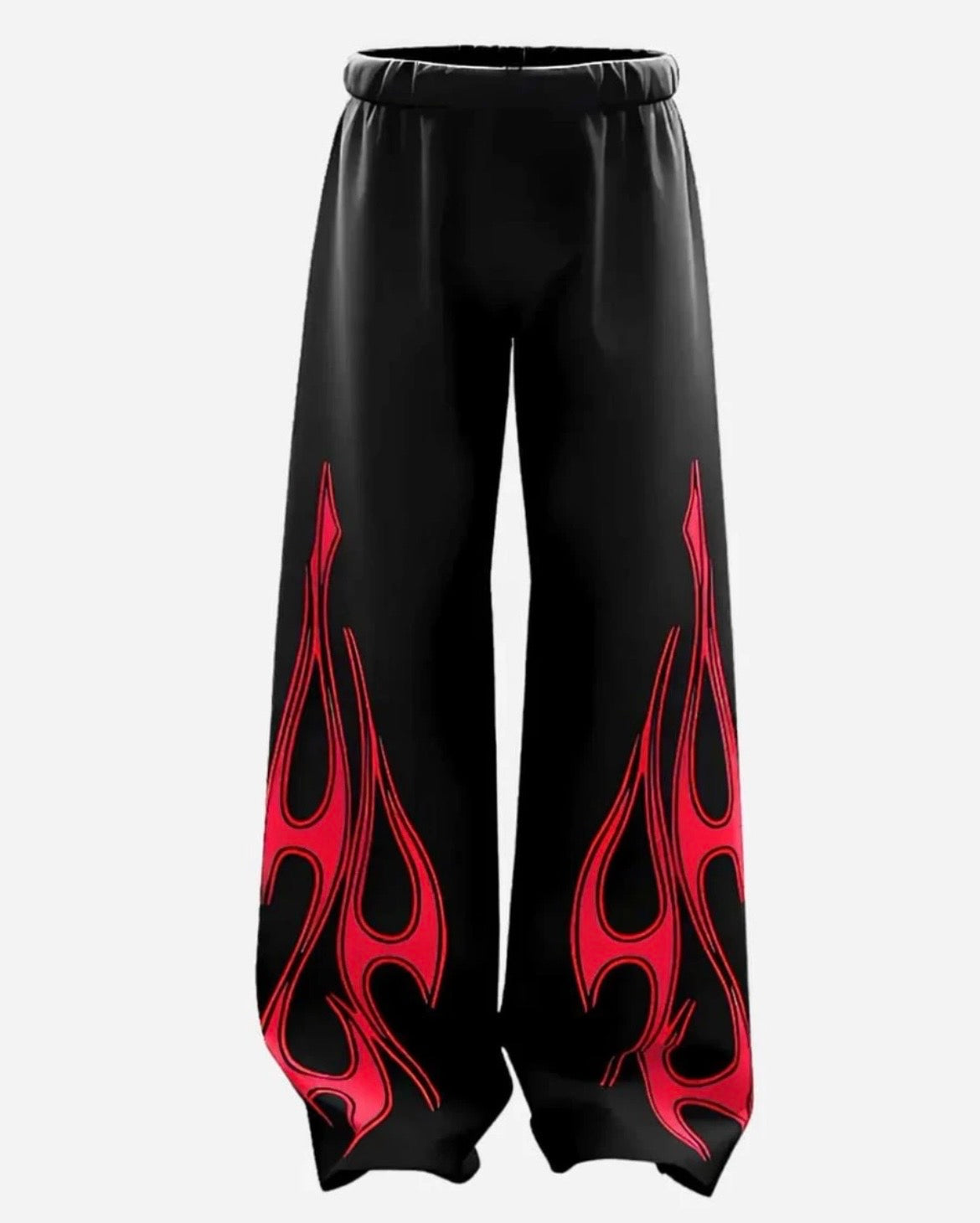 Flames Black Baggy Pants